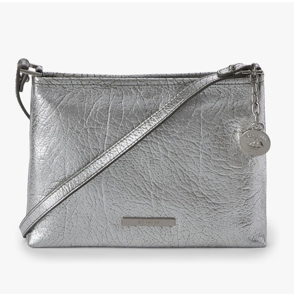 NWT BRAHMIN Duchess Collection Silver Metallic Mod Lorelei Shoulder Bag